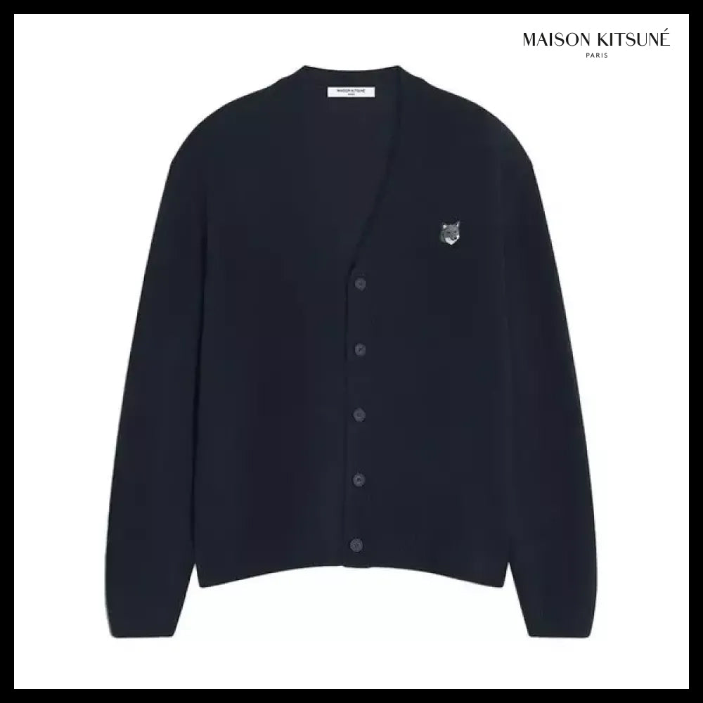 【MAISON KITSUNE】FW25 Men Fox Head Lambswool Cardigan