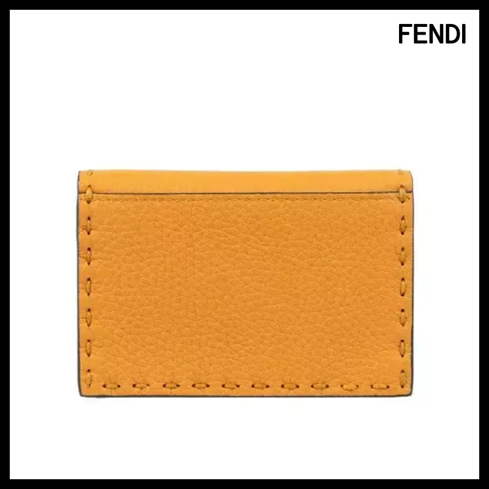 【Fendi】Selleria Unisex Card Wallet Leather Luxury