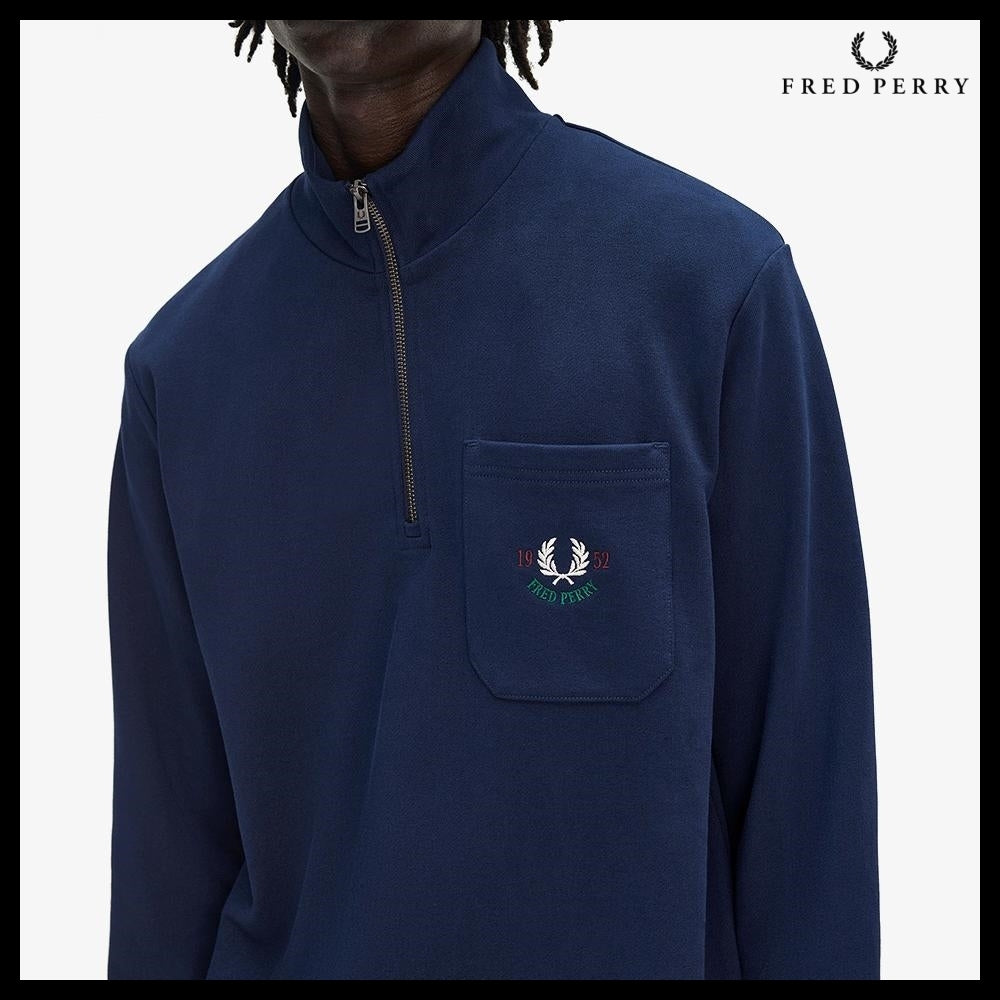 【FRED PERRY】ClubhouseEmbroideredChampionHalfzipSweatshirt