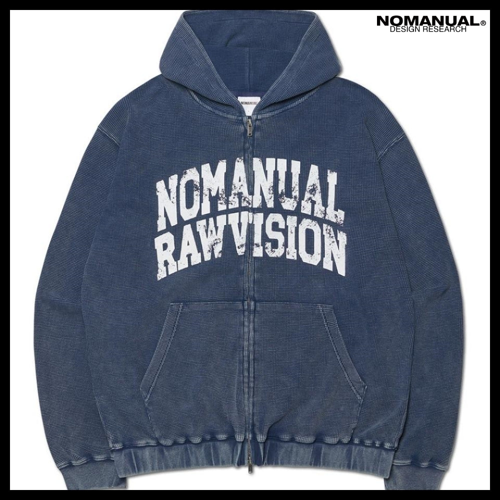 【NOMANUAL】VINTAGE WAFFLE HOODED ZIP UP 2 Colors