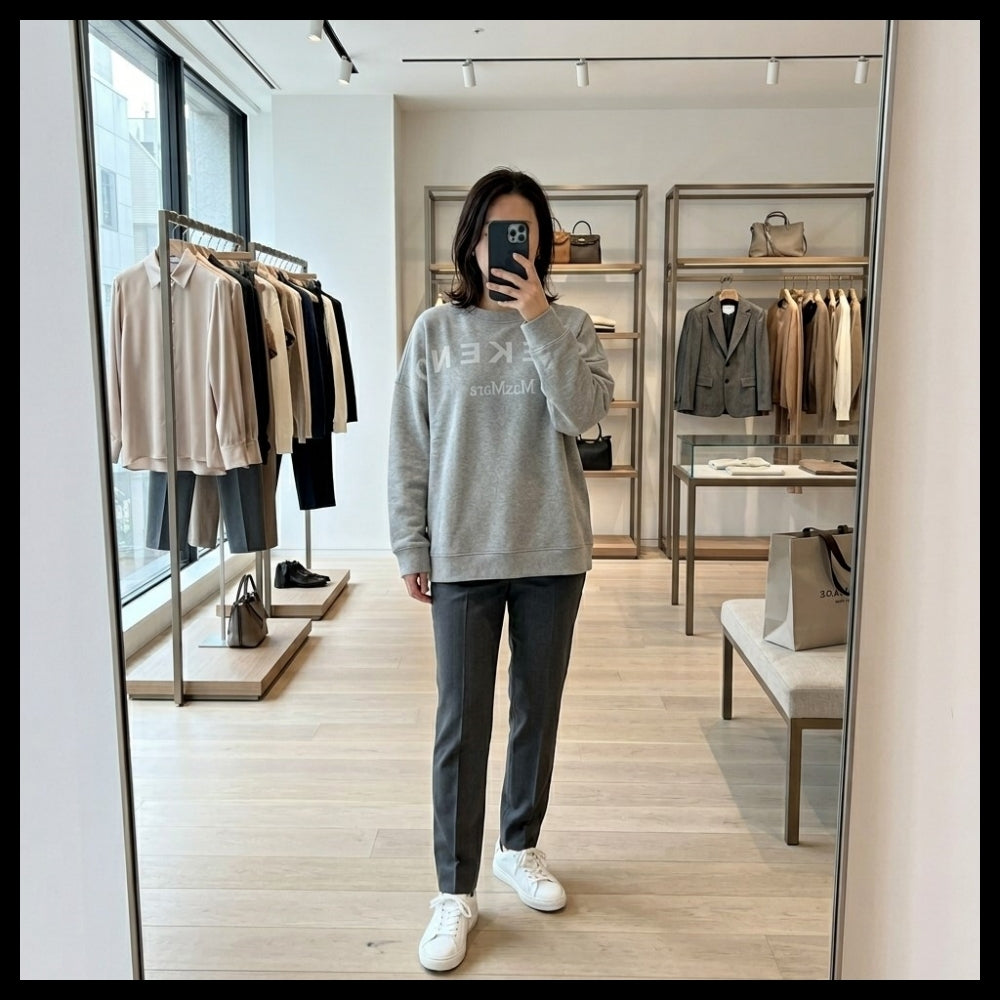 ◆Max Mara◆ LALLA Logo Fleece Sweatshirt Gray