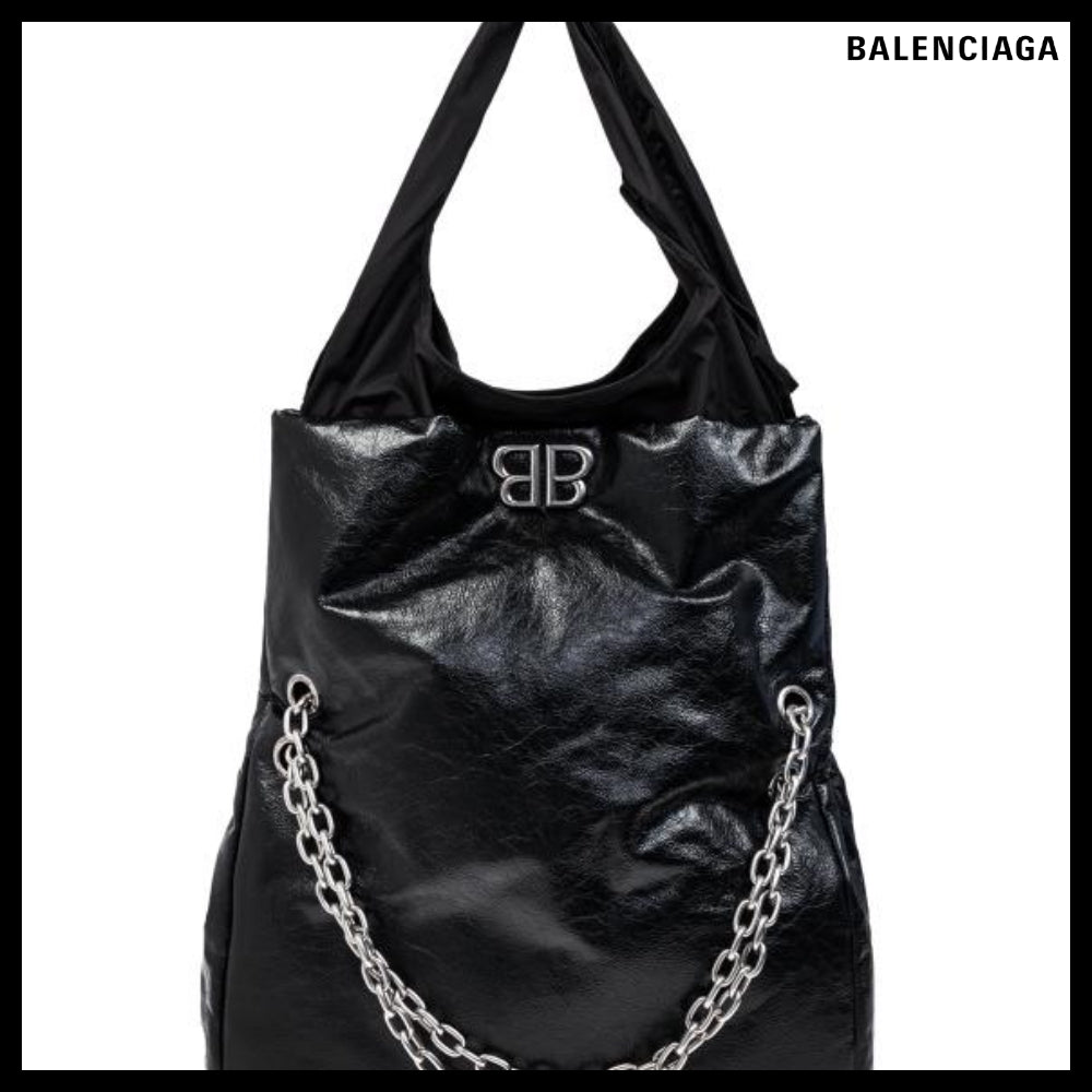 【BALENCIAGA】Black Monaco Large Chain Shoulder Bag