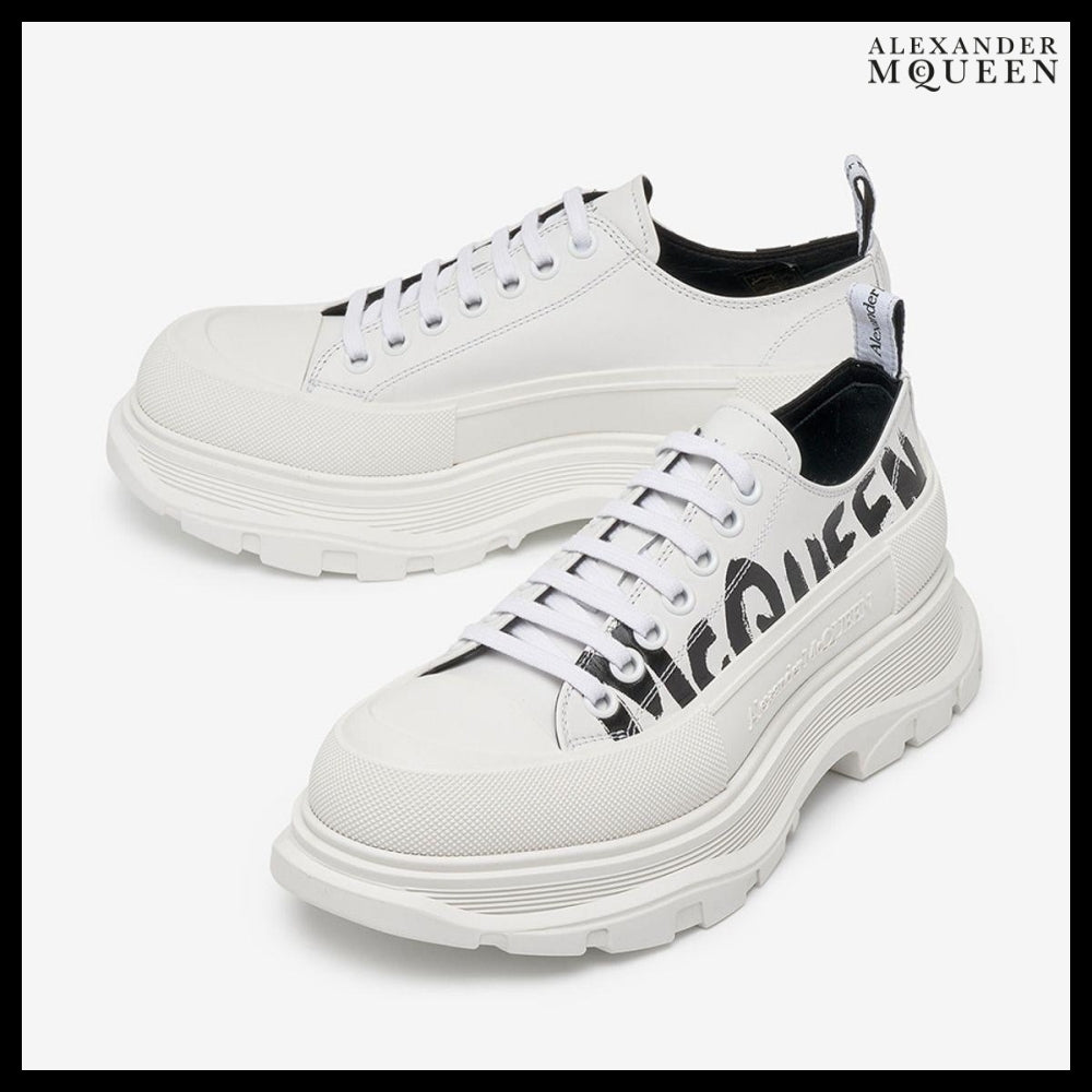 【Alexander Mcqueen】Tread Slick Lace-Up Sneakers White