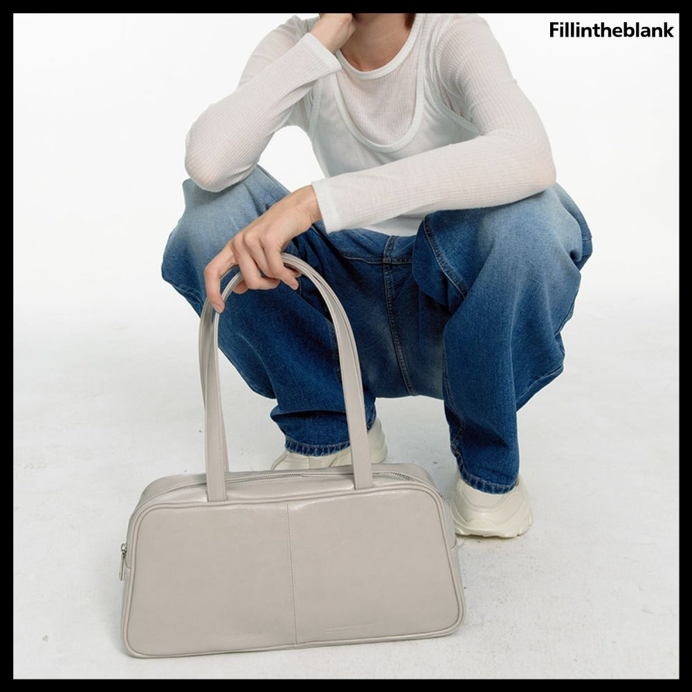 【FILL IN THE BLANK】TRAPEZOID BAGUETTE SHOULDER BAG 3COLORS