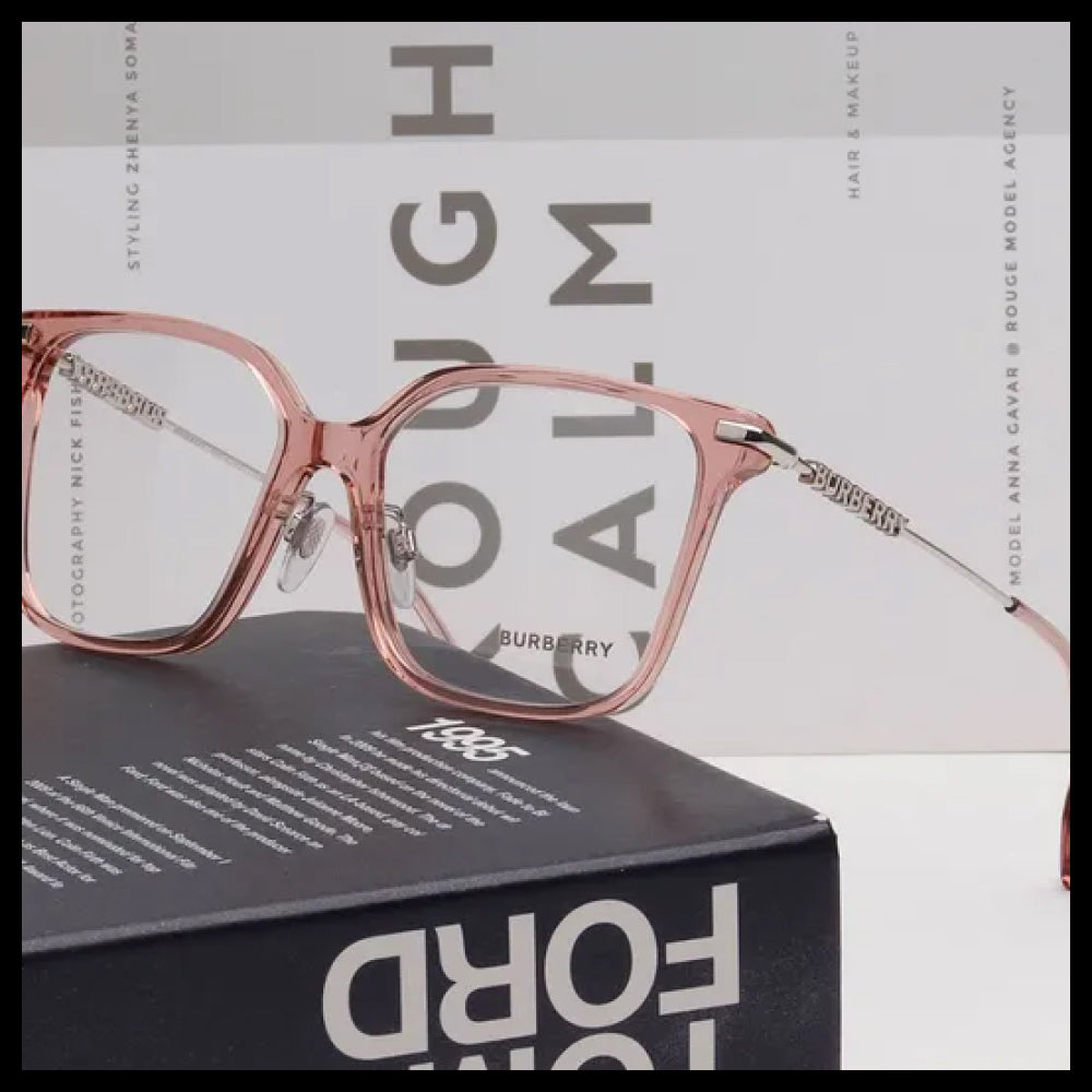 【Burberry】Clear Rose Transparent Horn-Rimmed Eyeglasses