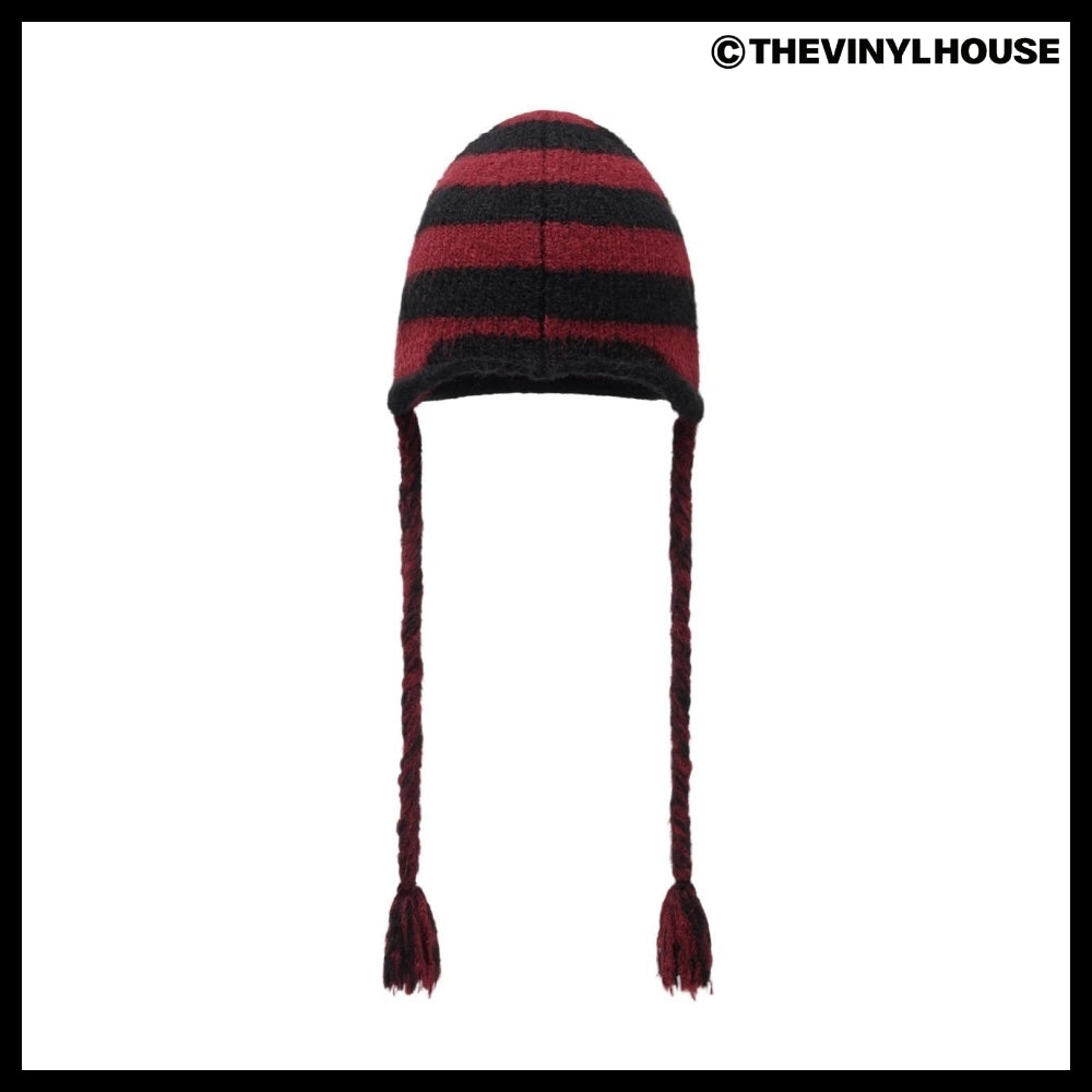 【THEVINYLHOUSE】Ear flap stripe beanie (3 colors)