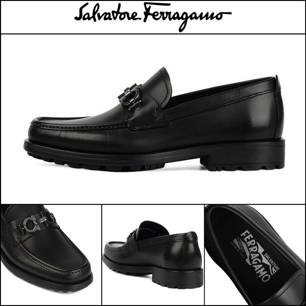 ◆FERRAGAMO◆DAVID DOUBLE GANCINI LOAFERS BLACK