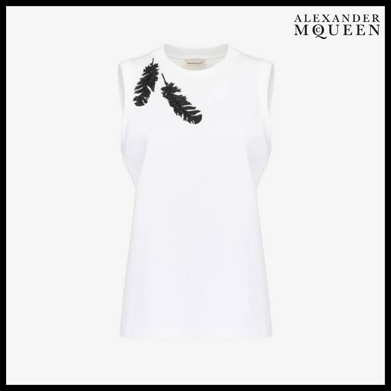 【Alexander Mcqueen】Feather Embroidery Tank Top Optical