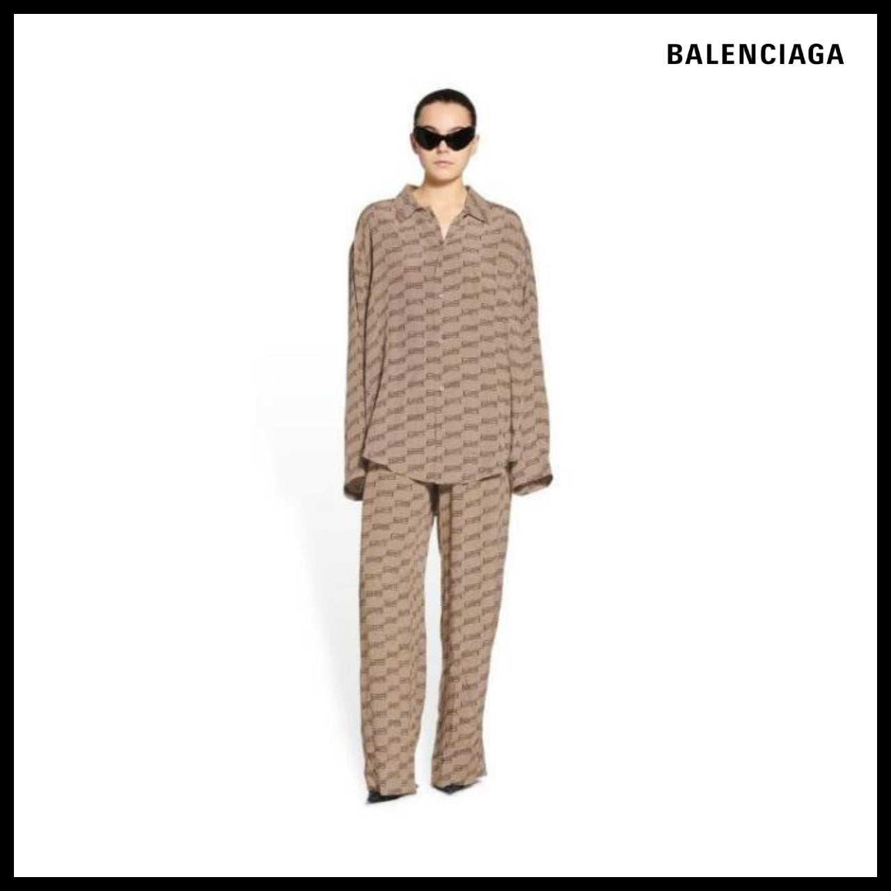 【BALENCIAGA】BB Monogram Minimal Shirt Beige