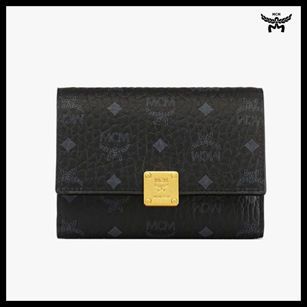 【MCM】Aren visetos trifold wallet MYSFSTA02BK