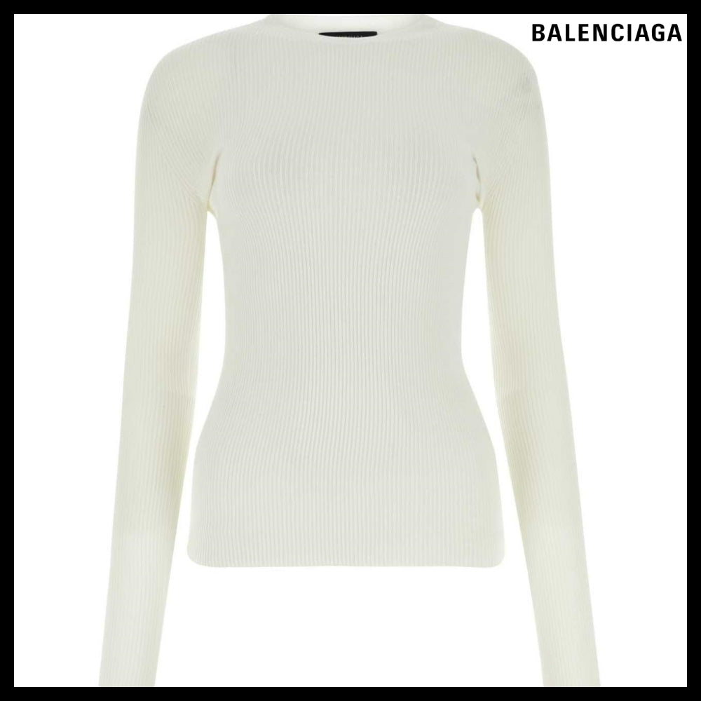 【BALENCIAGA】White Cotton Top Sweater