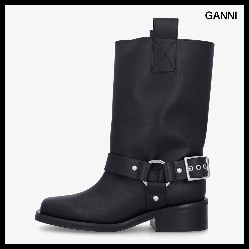 【Ganni】Biker Boots Black