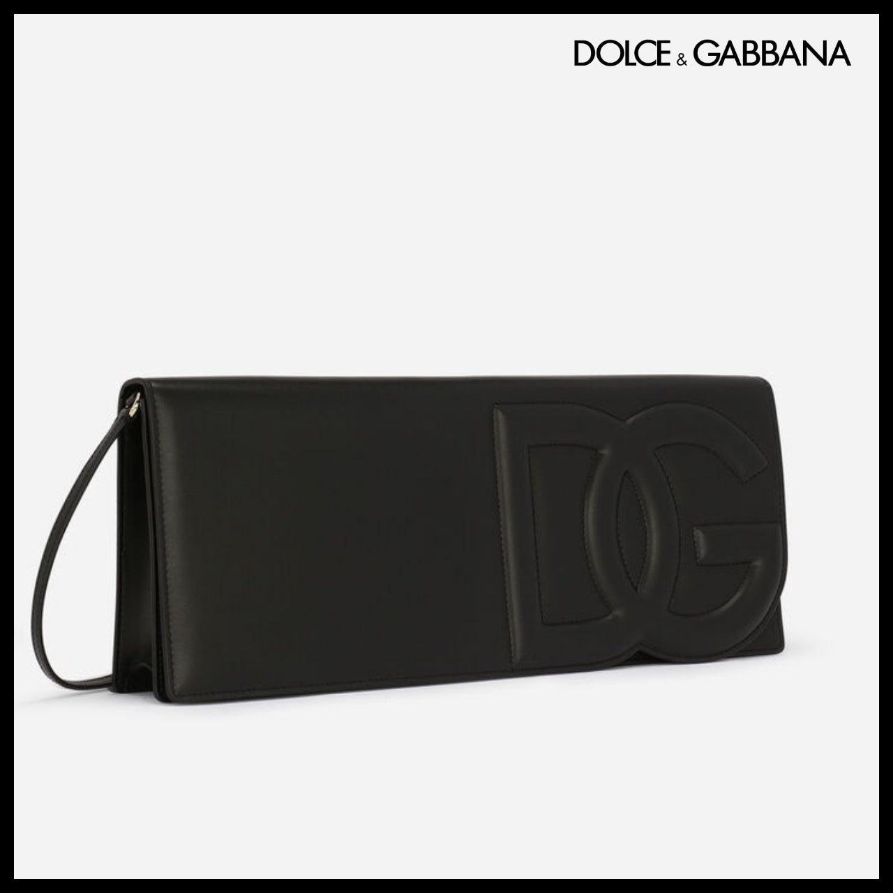 【Dolce & Gabbana】Calfskin Baguette Bag with Logo Black