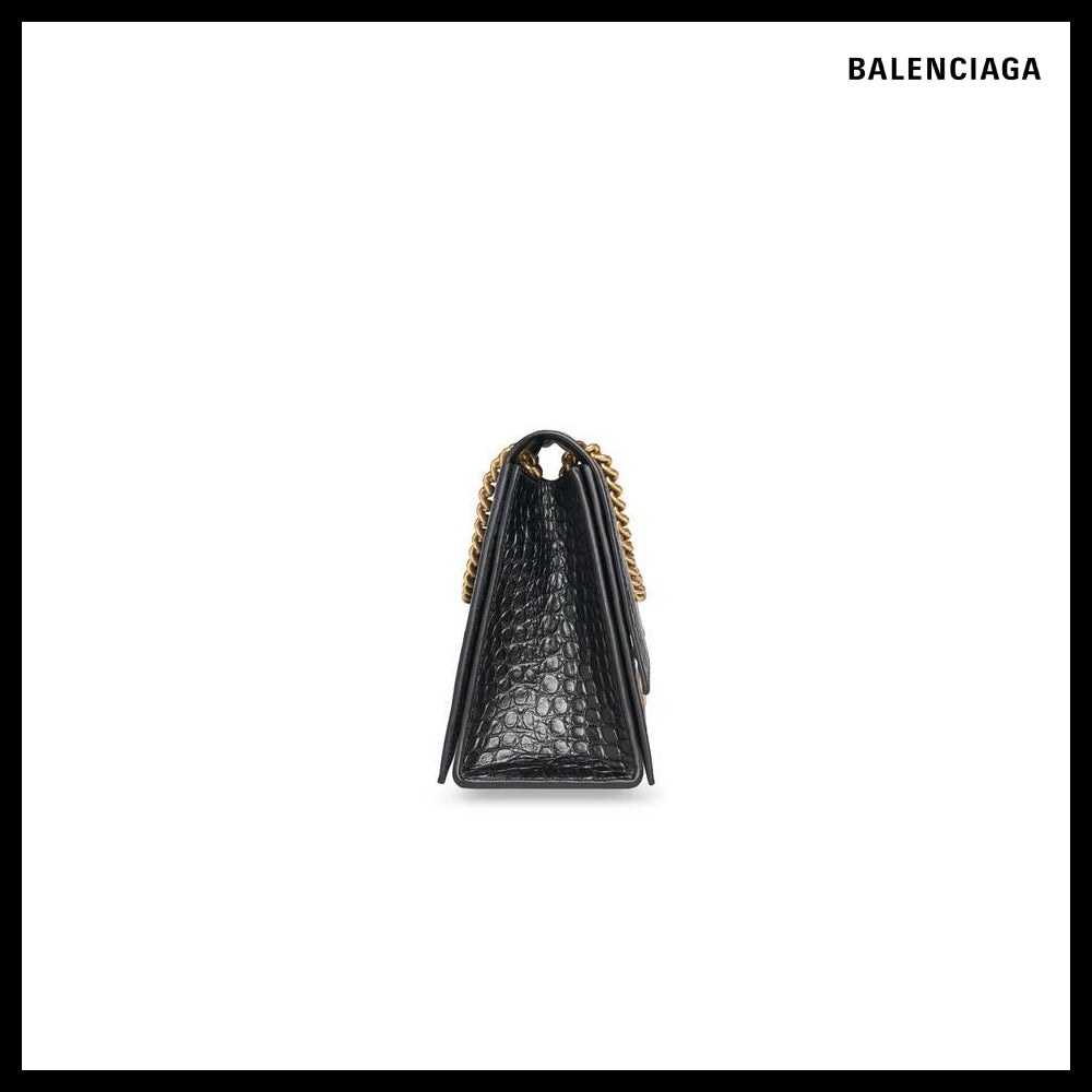 【BALENCIAGA】Crush Medium Chain Bag Crocodile EmbossedBlack