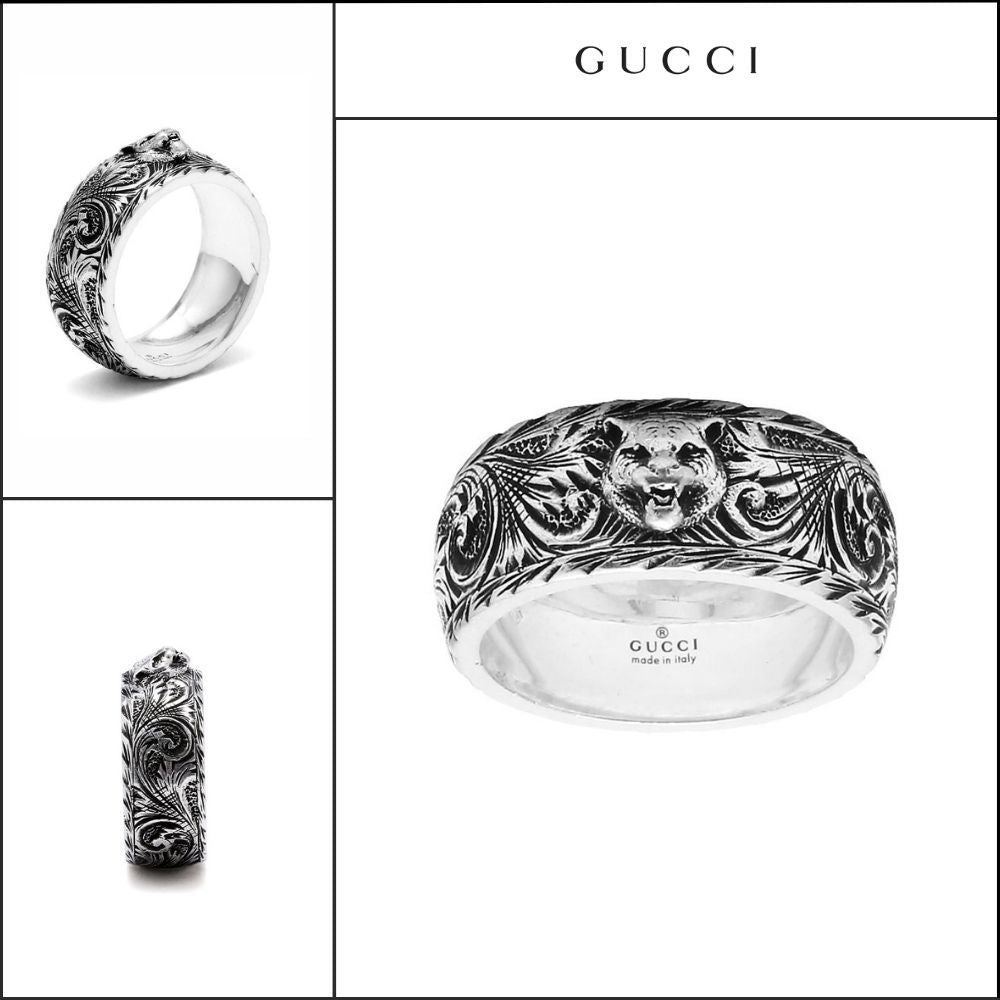 【GUCCI】GARDEN FELINE Garden Feline Head Metal Ring SILVER