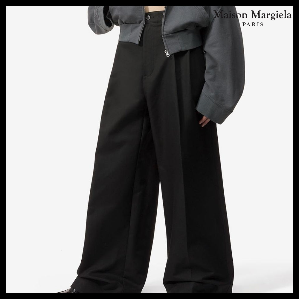 【Maison Margiela】Heavy Cotton Two Pleats Pants - Black