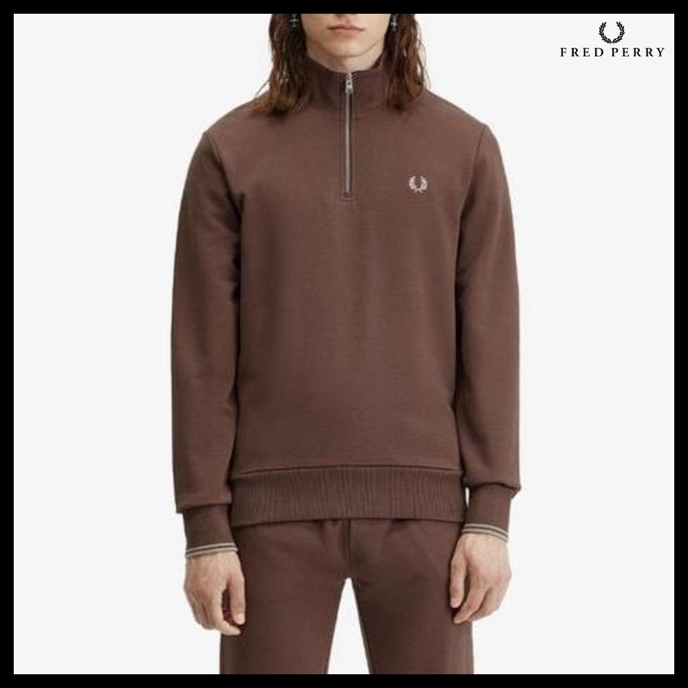 【FRED PERRY】Baseline Half Zip Sweatshirt U85 C Road Brick