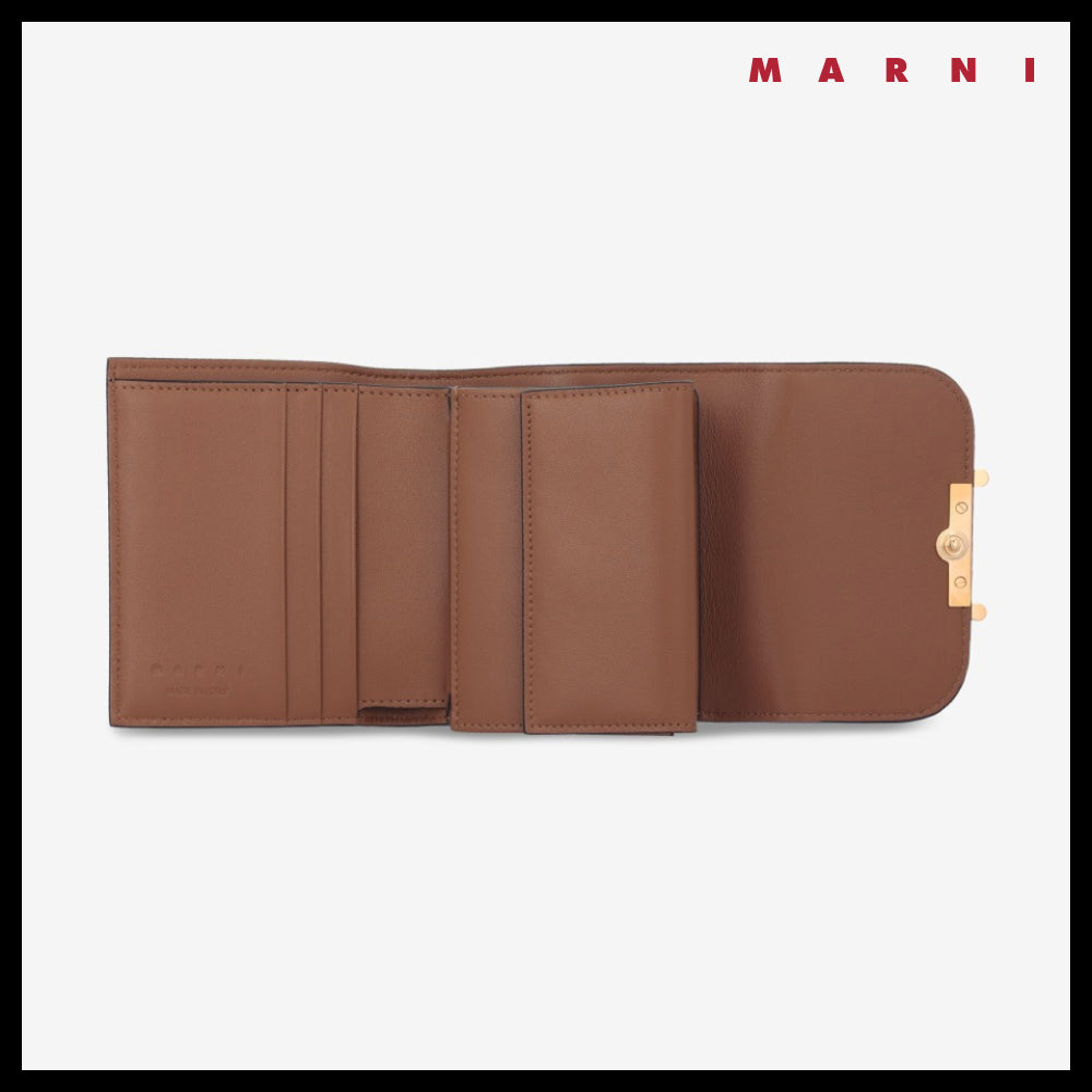 【MARNI】Logo envelope tripod money clip wallet cinnamon