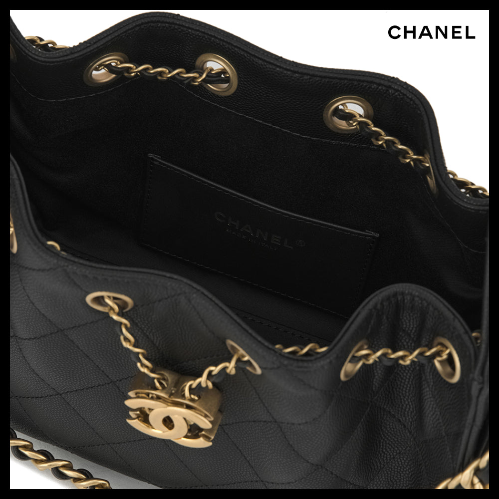 【CHANEL】Mini 25 Bag Grained Calfskin & Gold Black