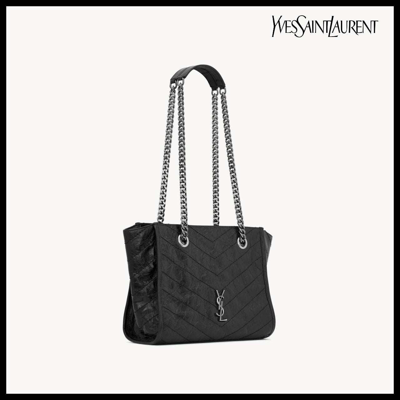 【Saint Laurent】Vintage Leather Small Tote Shoulder Bag