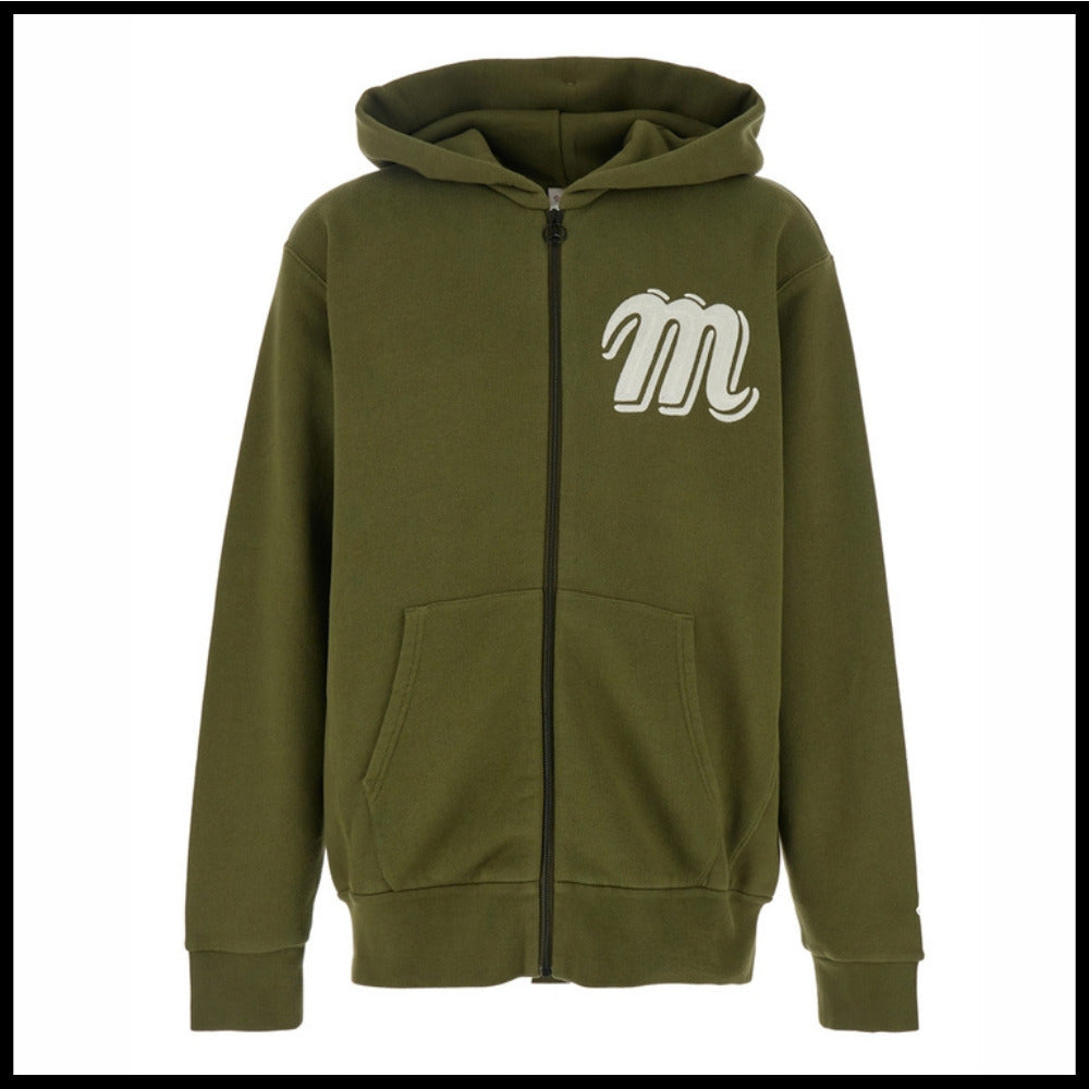 【MONCLER】Monogram Embroidered Cotton Zip-Up Hoodie