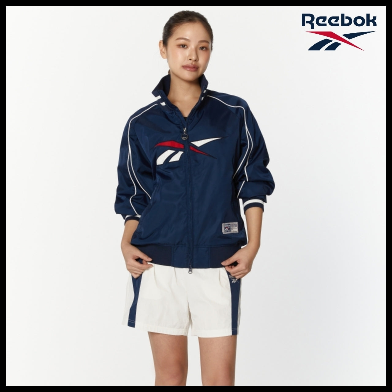【Reebok】Vector Stadium Varsity Jacket Navy