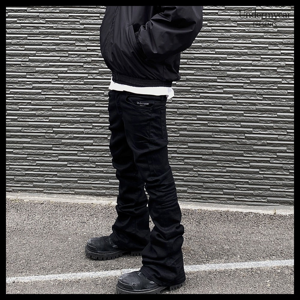 【Undermycar】Mu.30 Anti Fxxking Logo Play StretchFlareJeans