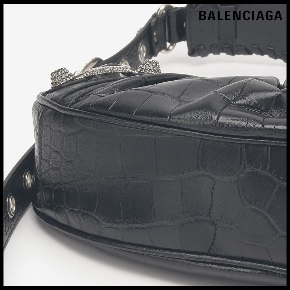【BALENCIAGA】Crocodile Embossed Le Cagole XS Shoulder Bag