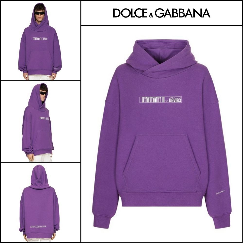 【Dolce & Gabbana】JERSEY HOODIE WITH DGVIB3 PRINT Purple