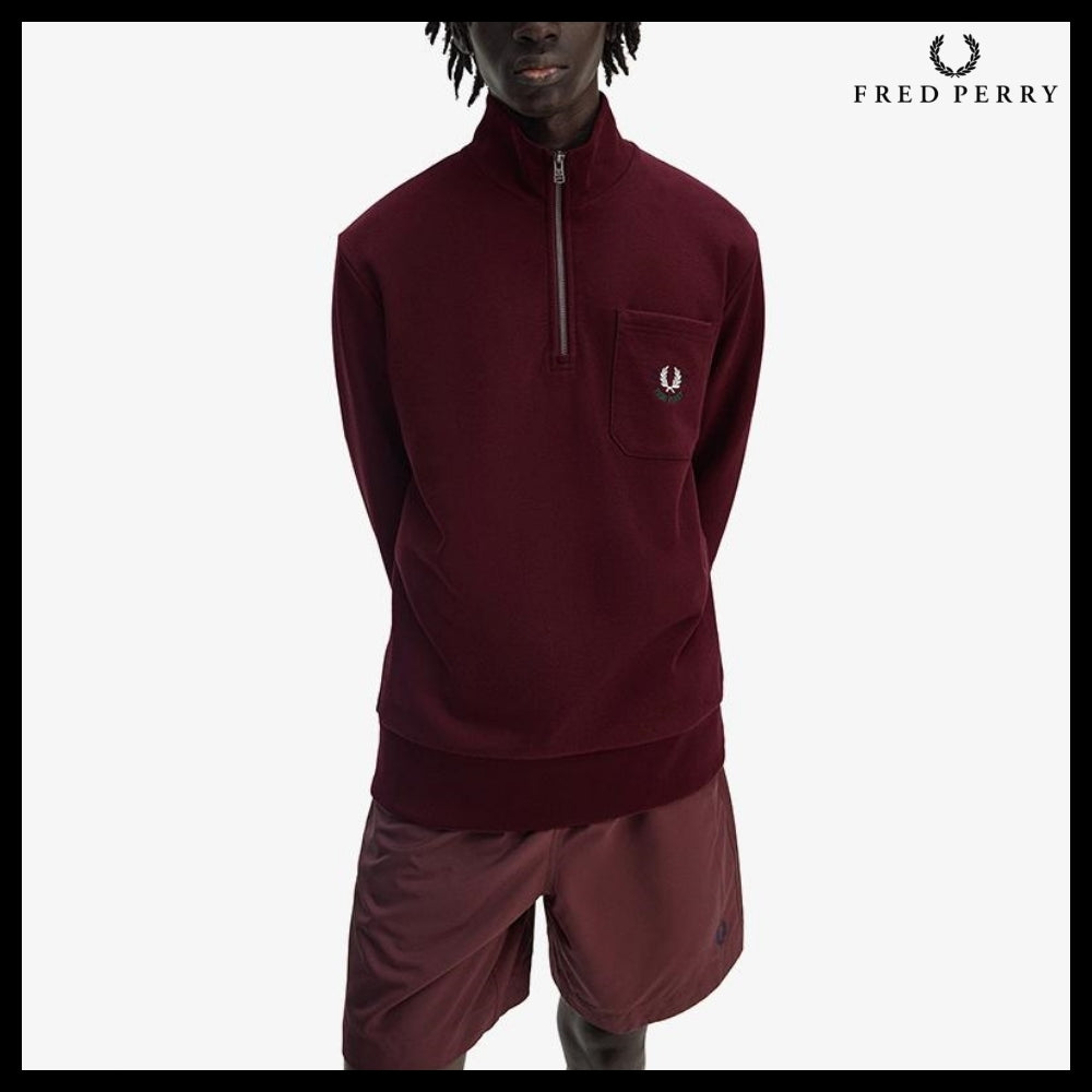 【FREDPERRY】ClubhouseEmbroideredChampionHalfzipSweatshirt