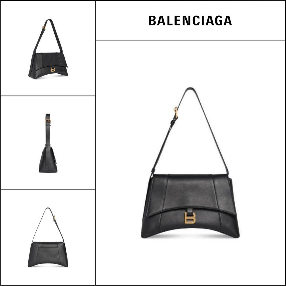 【BALENCIAGA】Downtown Medium Shoulder Bag Black