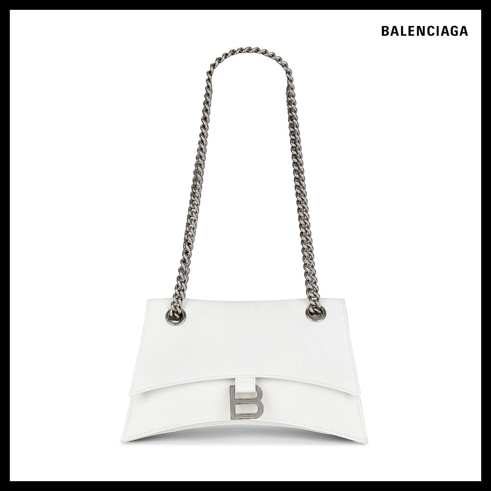 【BALENCIAGA】Crush Small Chain Bag Optic White