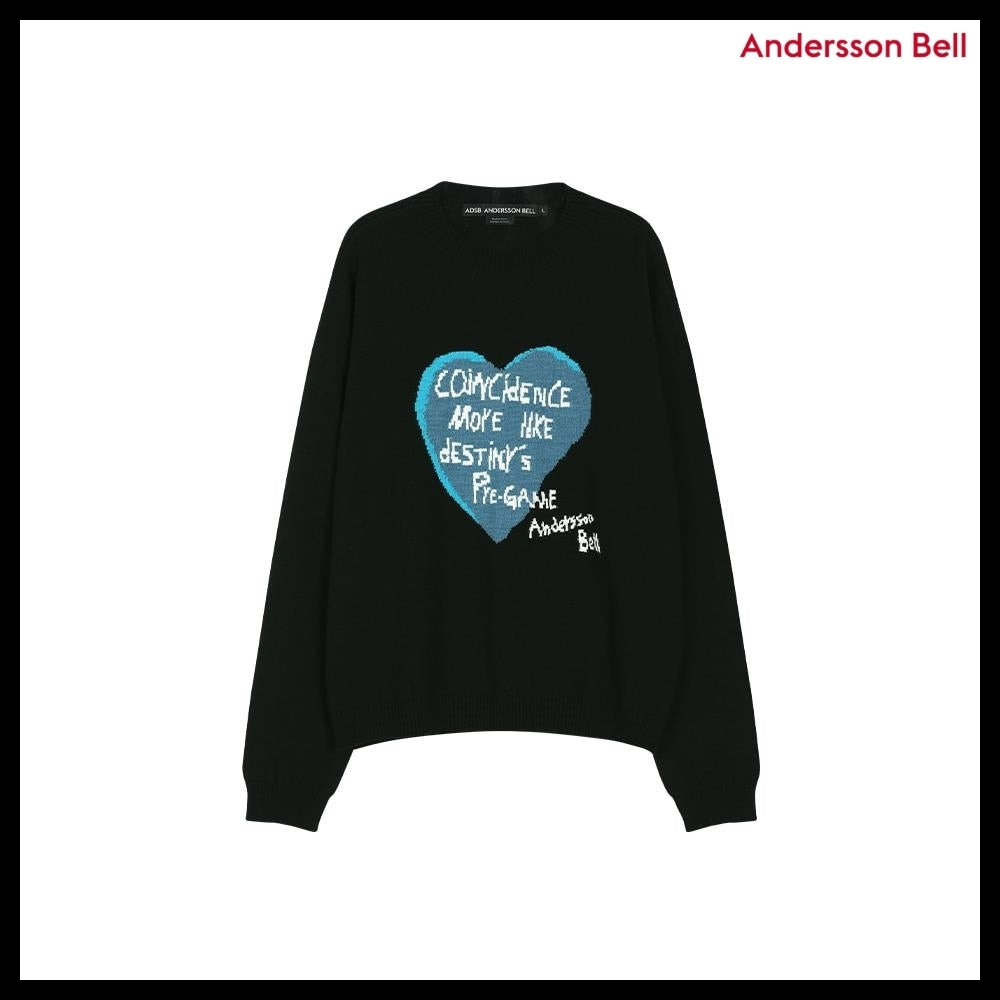 【ANDERSSON BELL】Boys Heart Message Crew-Neck Sweater