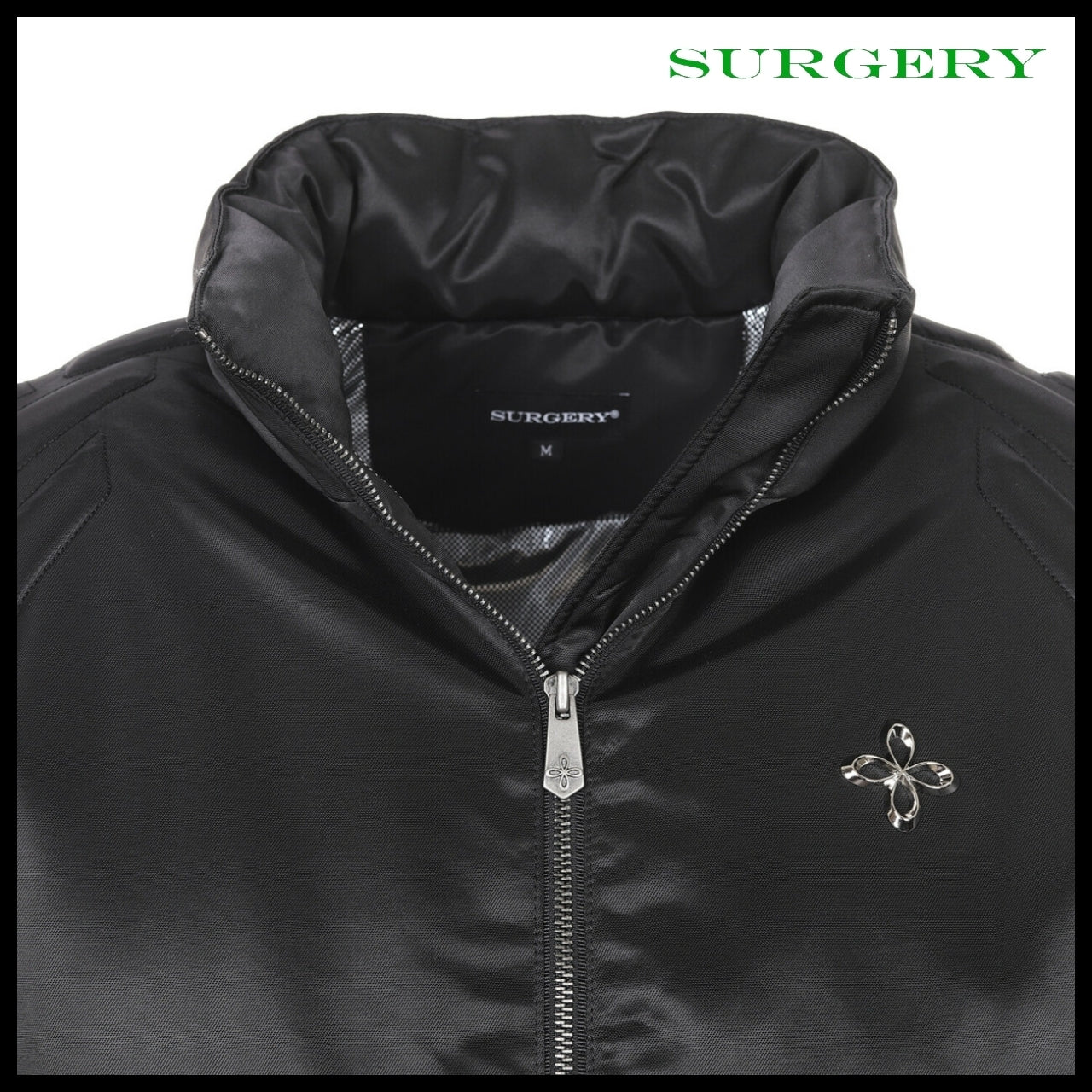 【SURGERY】Biker Embossing Puffer Jacket Black