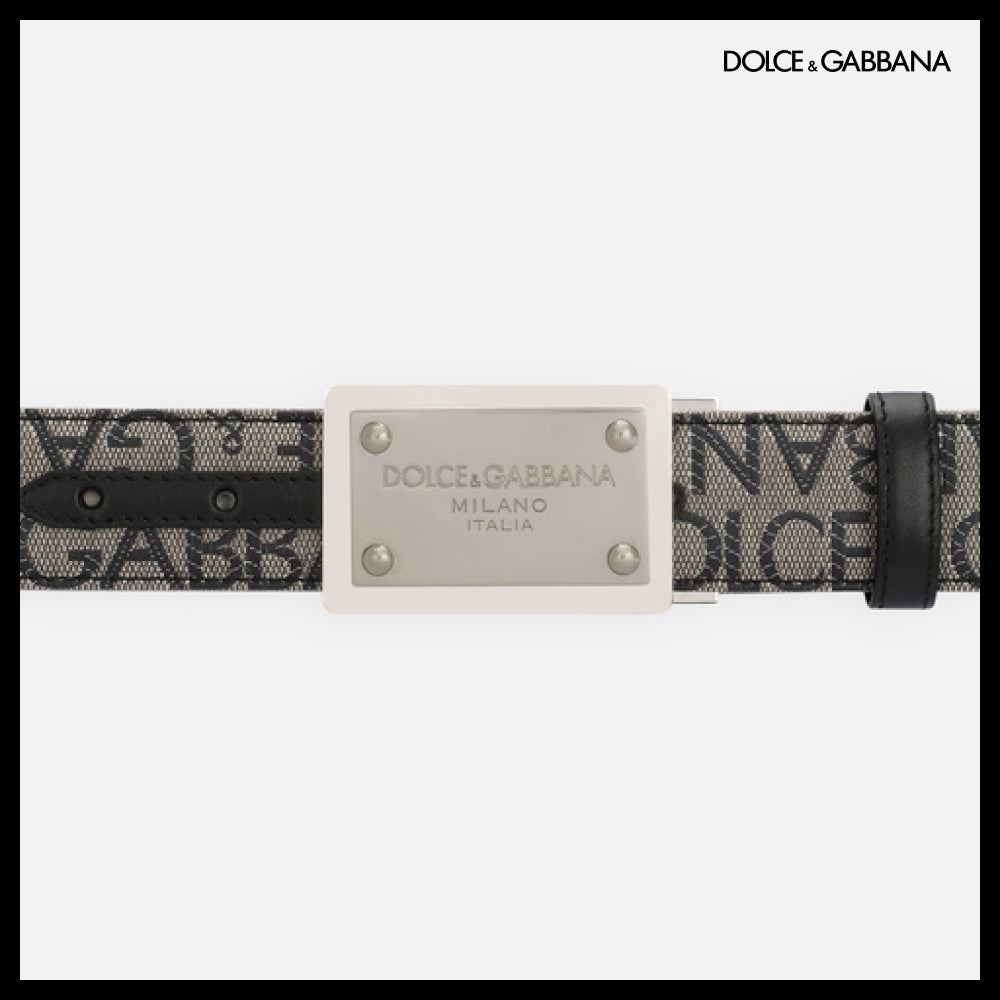 【Dolce & Gabbana】COATED JACQUARD BELT WITH LOGO TAG