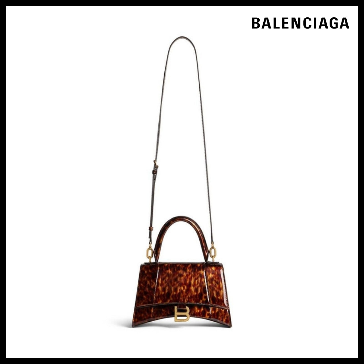 【BALENCIAGA】Hourglass Small Handbag in Tortoise Shell