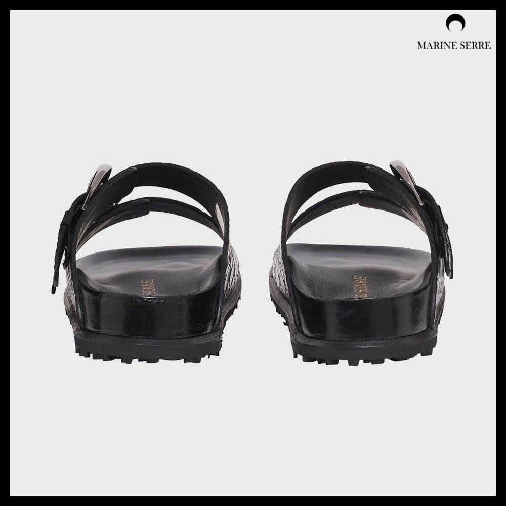 【MARINE SERRE】Men's MOONOGRAM EMBOSSED LEATHER MS SLIDE