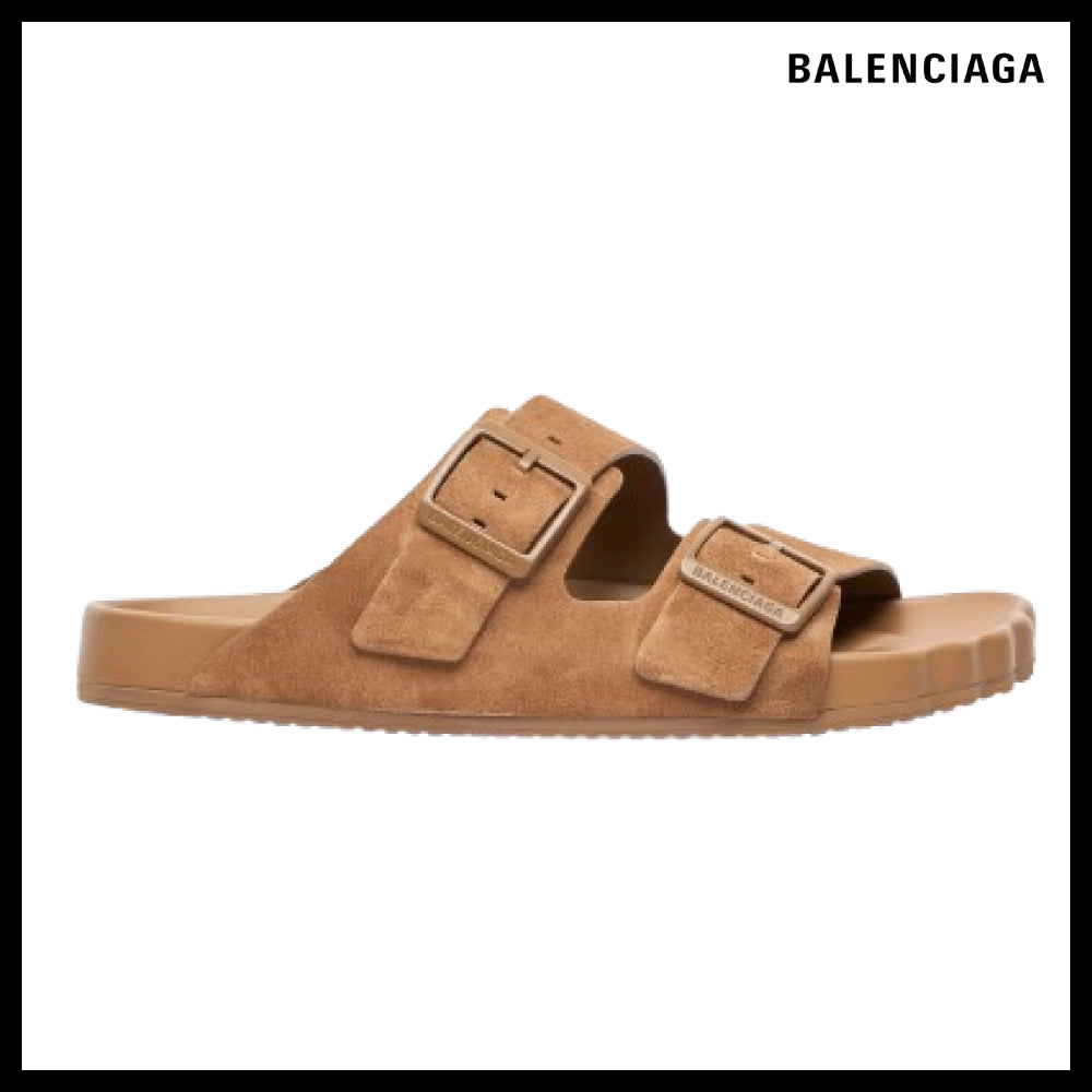 【BALENCIAGA】Sunday Mule Suede Sandals In Brown
