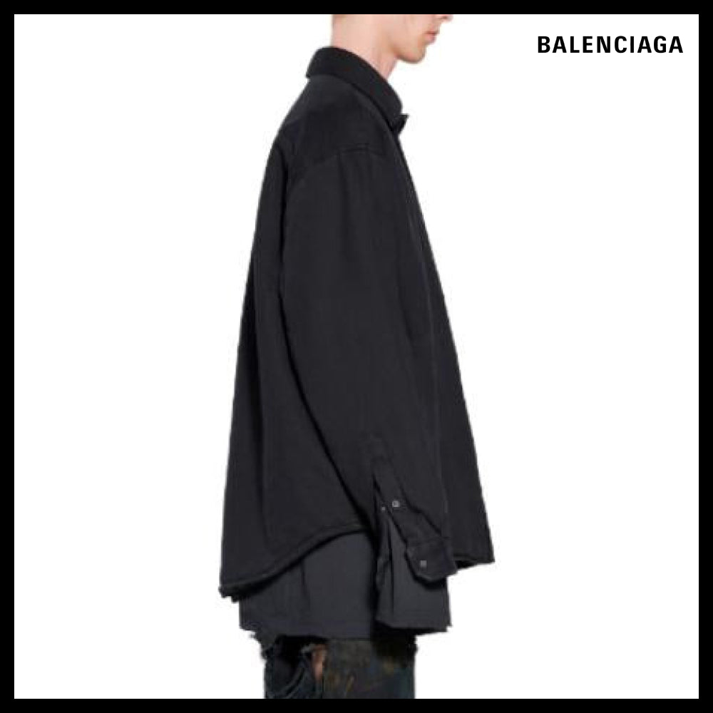 【BALENCIAGA】Padded Shirt Large Fit Black