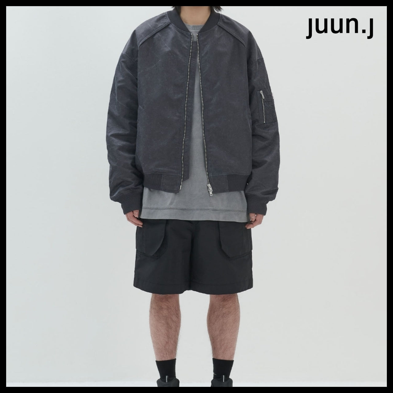 【JUUN.J】CORE Washed Nylon Light MA-1 Jumper Ash