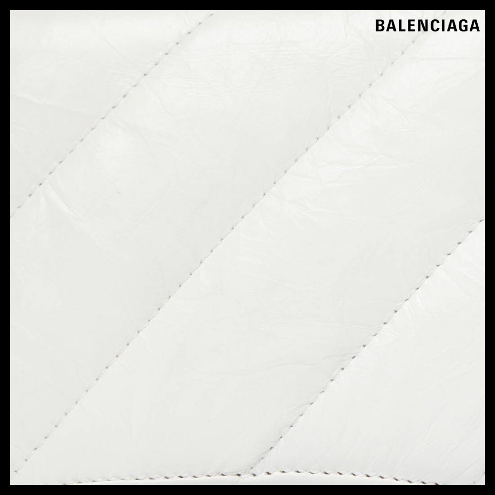 【BALENCIAGA】Crush XS Chain Bag Quilted White