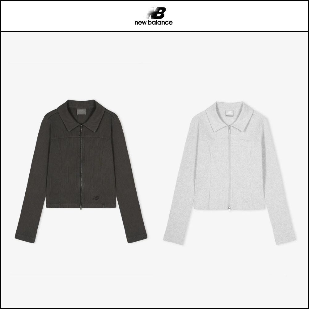 【New Balance】Women's Soft Fresh Ribbed Collar Two Way Zip