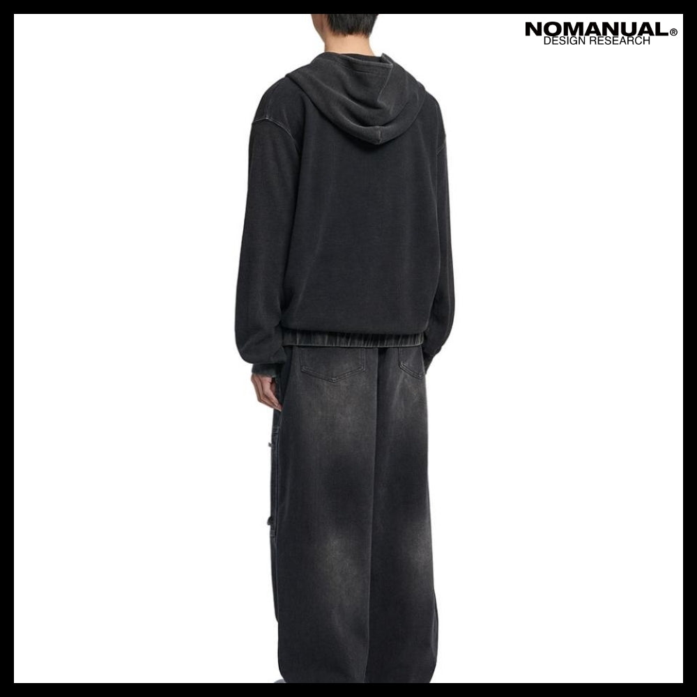 【NOMANUAL】VINTAGE WAFFLE HOODED ZIP UP 2 Colors