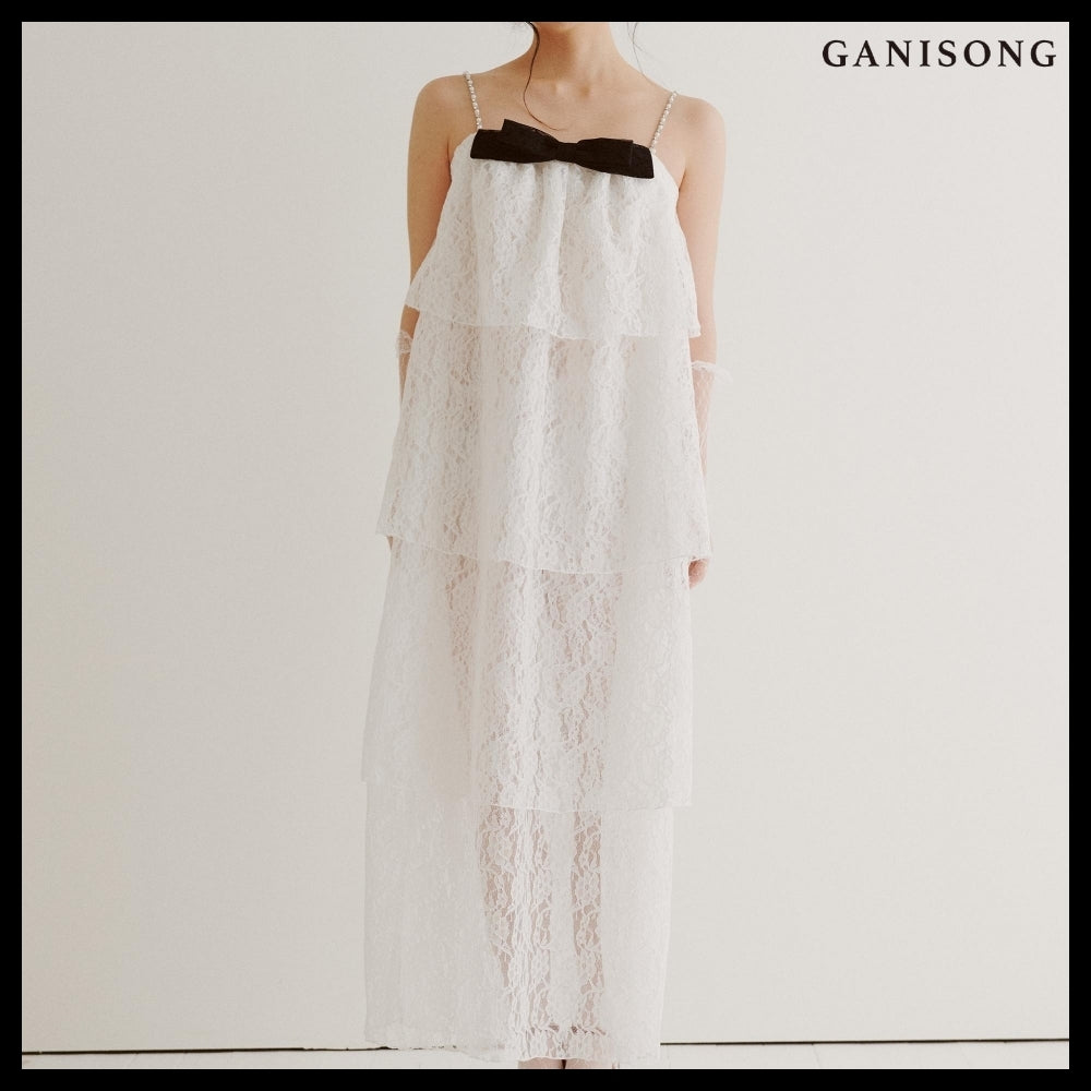 【GANISONG】Bridal Layerd Wedding Cake Dress White