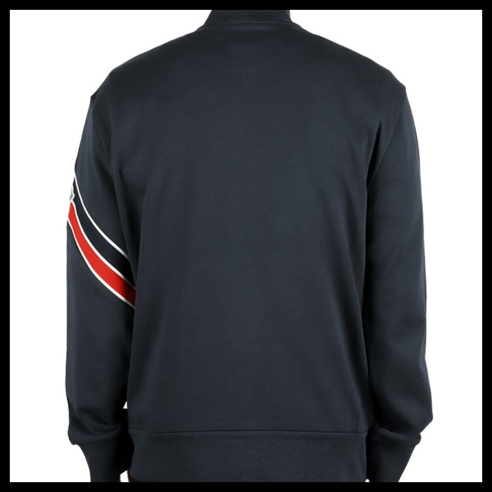 【MONCLER】Logo Patch Stripe Zip Up Jacket Navy