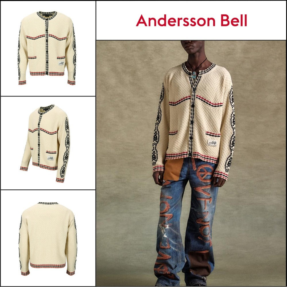 【ANDERSSON BELL】FANTASIA ROUND-NECK CARDIGAN ECRU