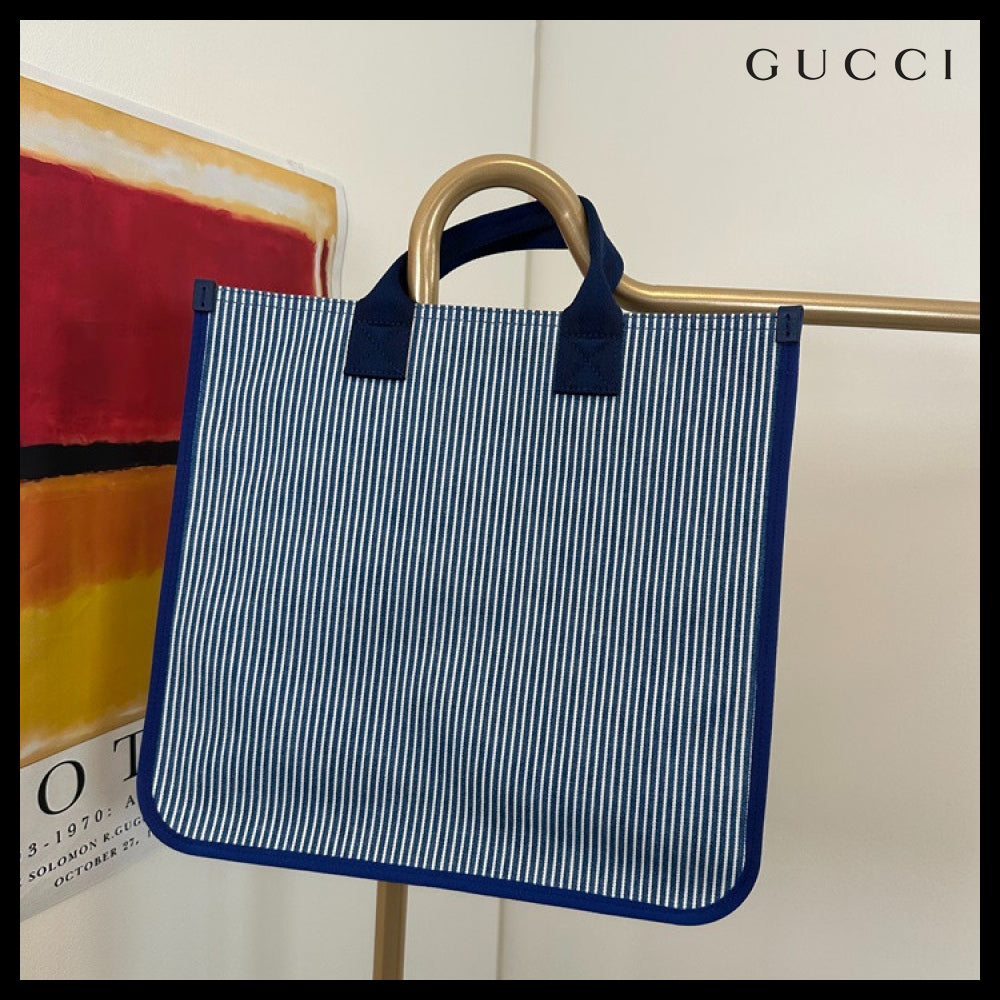 【GUCCI X OSHKOSH】Logo Stripe Square Tote Bag