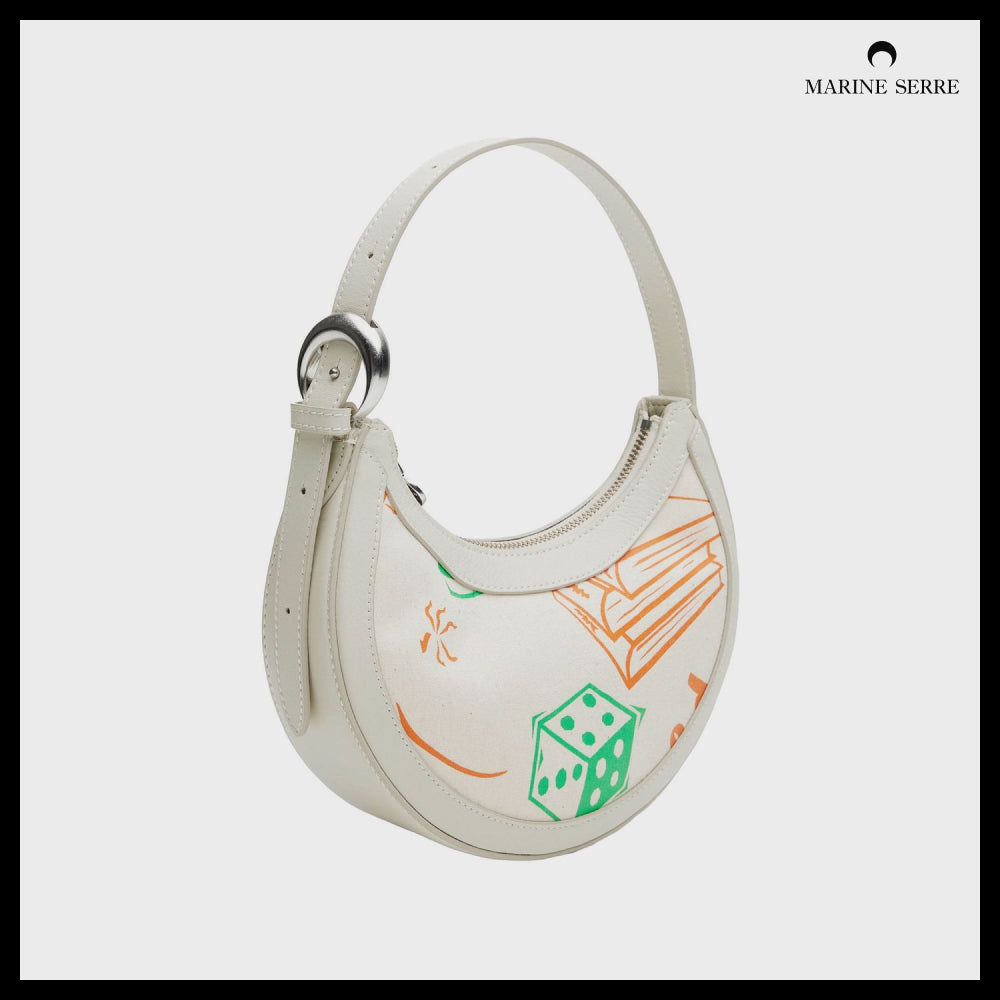 【MARINE SERRE】Regenerated Tote Bags Eclips Mini WH30 Ecru