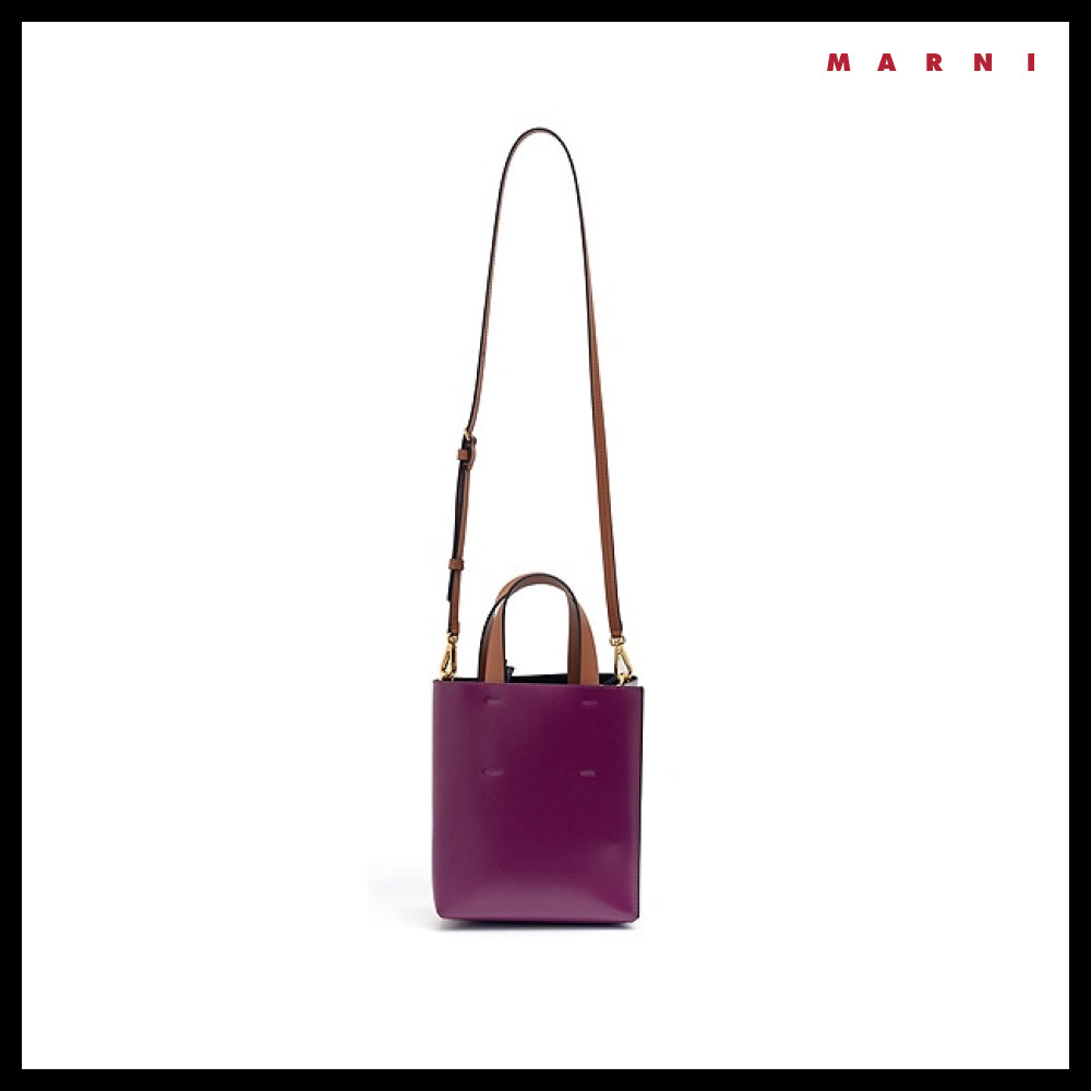 【MARNI】Logo Color Block Tote Shoulder Bag