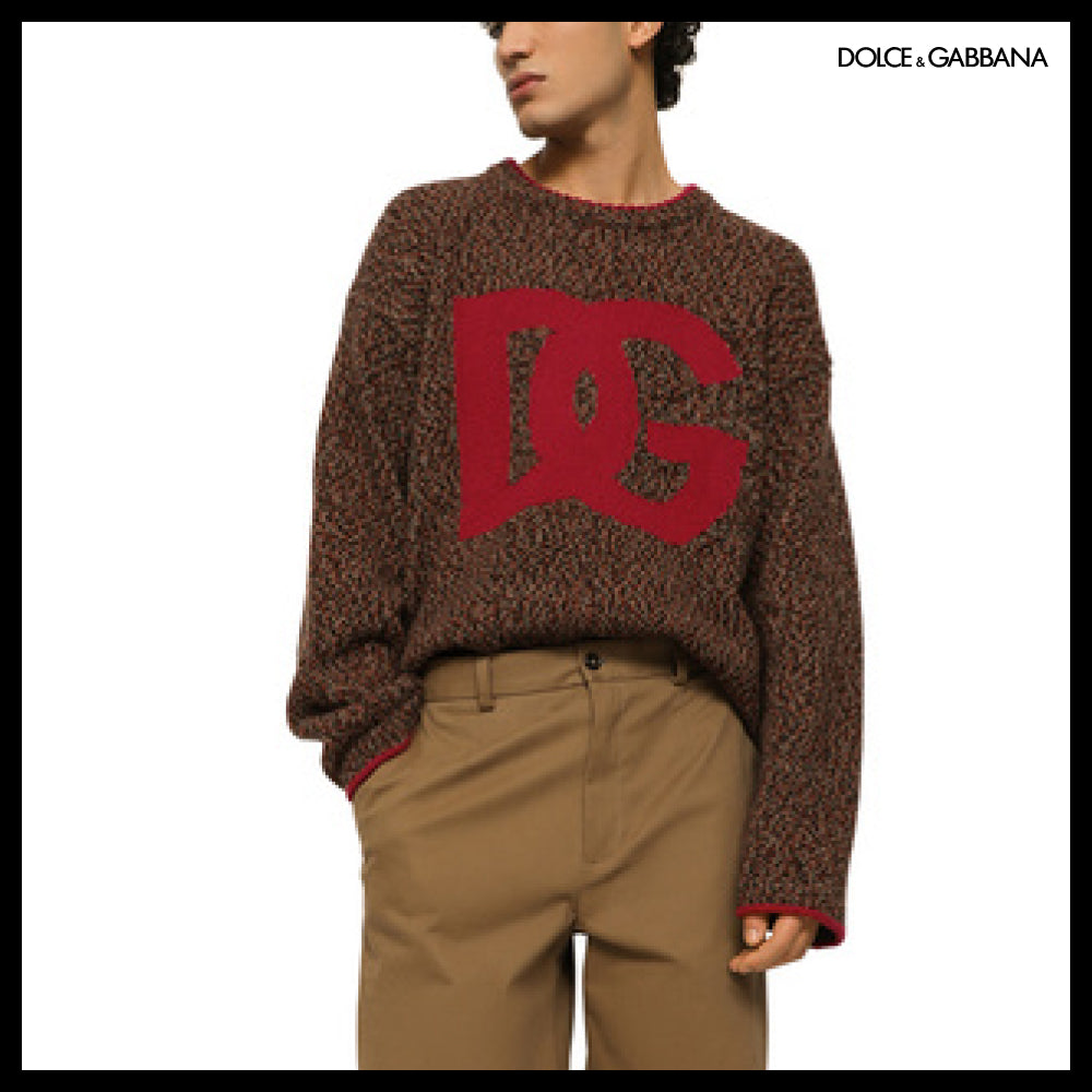 【Dolce&Gabbana】MELANGE WOOL ROUND NECK SWEATER DG INLAY